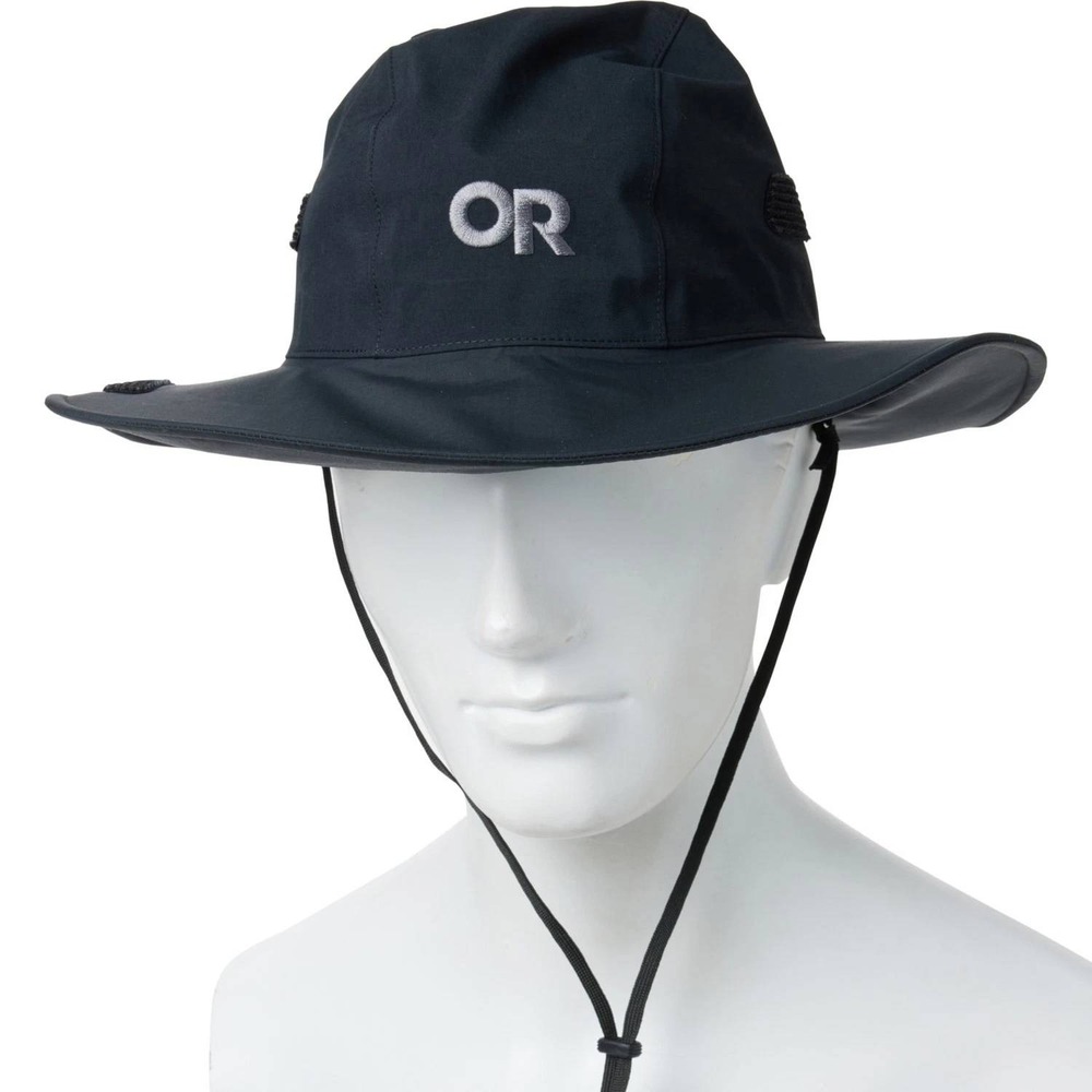 Outdoor Research Seattle Rain Hat Black‎ GORE-TEX Waterproof Wide Brim M 322290